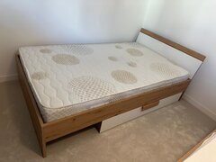 Pat Mobexpert cu lada depozitare + Somiera + Saltea (50% - 60% DISCOUNT)